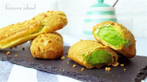 How to make Matcha Green Tea Crunchy Eclairs | d for delicious - YouTube