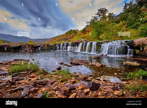 Sandstone Falls in West Virginia with fall colors Stock Photo - Alamy