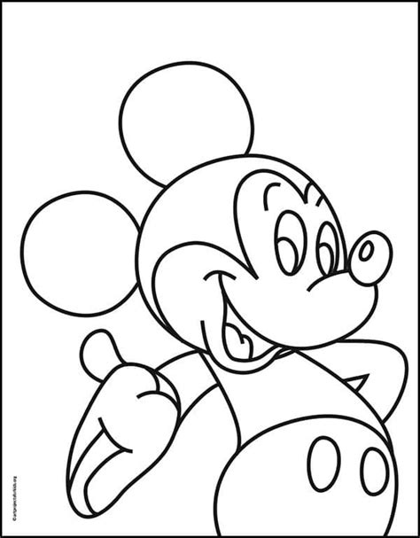 Easy How to Draw Mickey Mouse and Mickey Mouse Coloring Page