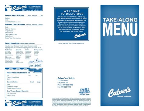 Culver's Menu, Menu for Culver's, Northwest, Tucson - Urbanspoon/Zomato