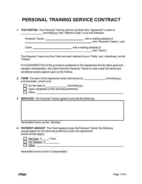 Free Personal Training Contract Template | PDF | Word
