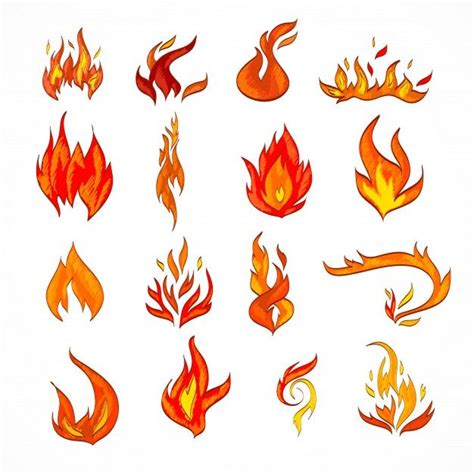 Fire flame burn flare decorative icons set isolated vector illustration Free Vector Drawing ...