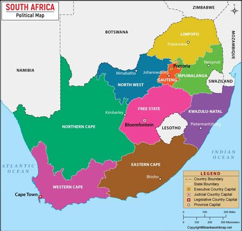 Labeled Map of South Africa - Blank World Map