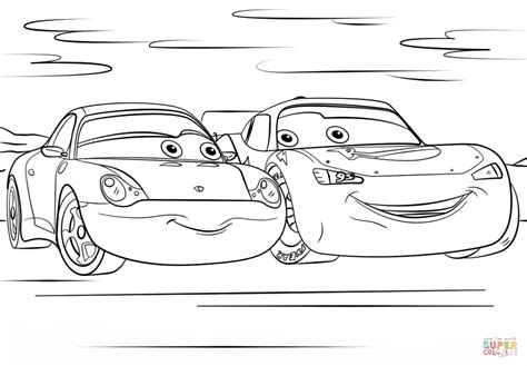 Lightning Mcqueen and Sally from Cars 3 coloring page | Free Printable Coloring Pages