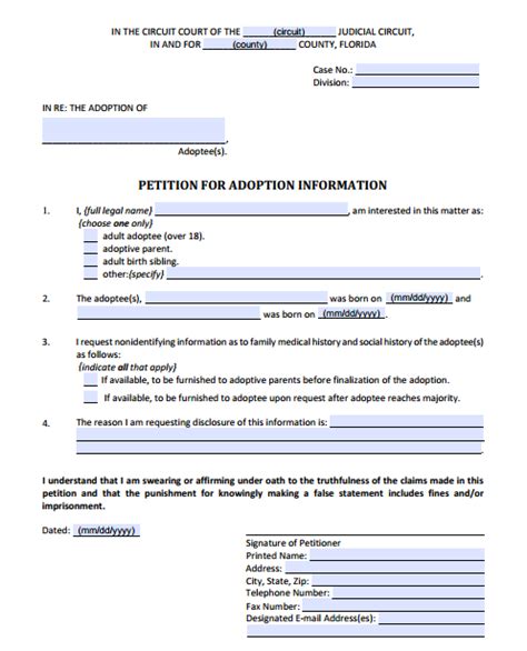 Florida Adoption Forms: A List of Forms and Instructions