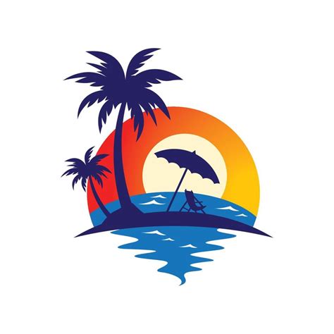 Sunset beach logo images 14664456 Vector Art at Vecteezy