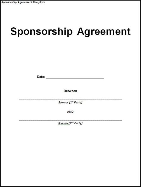 Sponsorship Agreement Template - Free Word TemplatesFree Word Templates