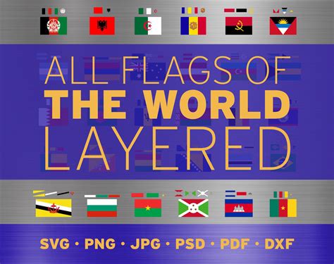 All Flags of the World Svg Layered, All Flags of the World Png, Every Nation's Flags Svg Layered ...