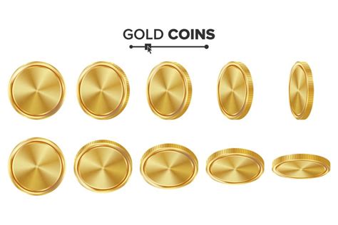 Empty Gold Coins Vector Set. Realistic Template