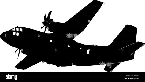 Military transport aircraft plane silhouette vector graphic on white ...