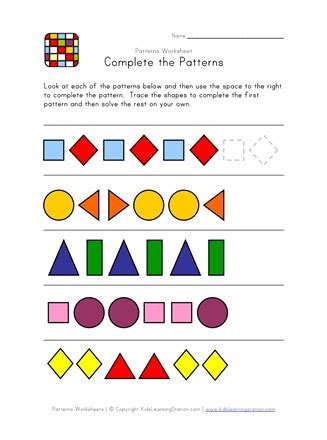 free preschool kindergarten pattern worksheets printable k5 learning ...