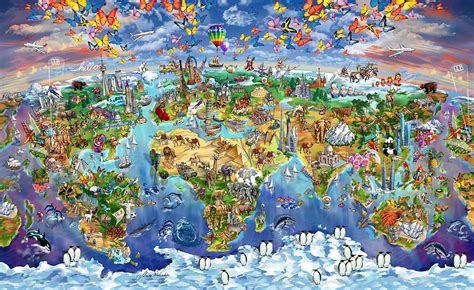 World Wonders Illustrated map on Behance