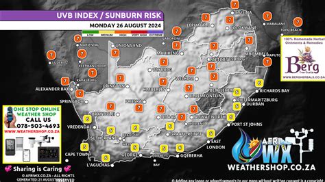 UV Index Map South Africa | SA Ultraviolet Sun Burn Risk