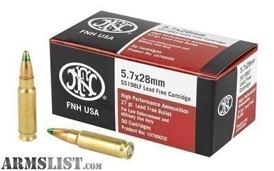 ARMSLIST - For Sale: 500rds of FN 5.7x28 SS198 SS198LF Hollow Point 27 ...