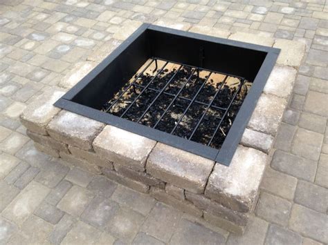 FPS28LG 28 inch Square Fire Pit, removable log grate. 6 ½" High with 1 ½" lip 11 Gauge steel ...