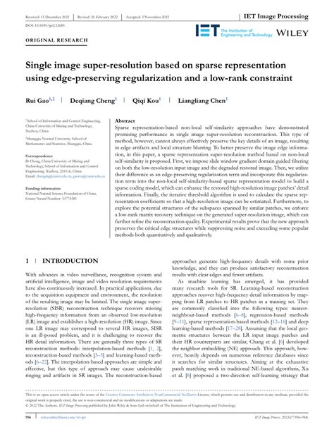 (PDF) Single image super‐resolution based on sparse representation ...