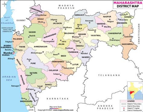 Districts Map of Maharashtra, Maharashtra Districts Map, Maharashtra ...