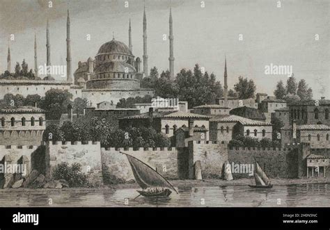 Ottoman Empire. Turkey. Constantinople (today Istanbul). Sultan Ahmed Mosque or Blue Mosque. It ...