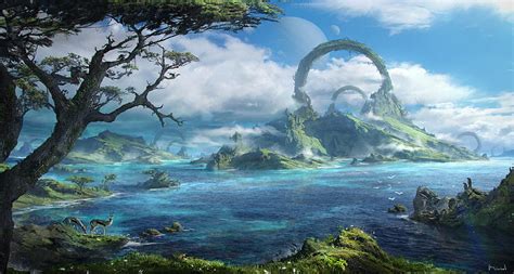 1080P Free download | Digital Art Artwork Landscape Fantasy Art Sea ...