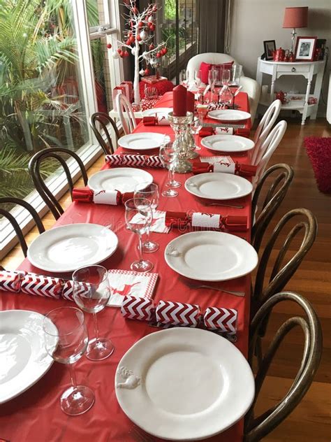 Table Setting for Christmas Lunch Stock Image - Image of event ...