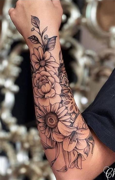 Flower Tattoo Sketch Half Sleeve Forearm Tattoo Drawings - MH Newsoficial