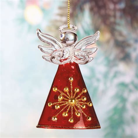 Red and Gold Glass Angel Christmas Ornament - 3"H Holiday Ornment with Hanging String - Walmart ...