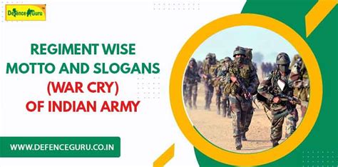 Regiment Wise Motto and Slogans (War Cry) of Indian Army