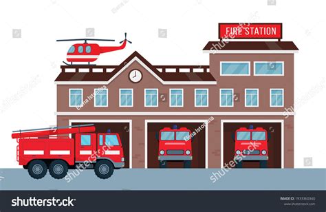 Fire Station Building Exterior Fire Engine Stock Vector (Royalty Free) 1933360340 | Shutterstock