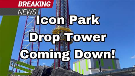 Icon Park Drop Tower if finally being torn down! Orlando, Florida - YouTube