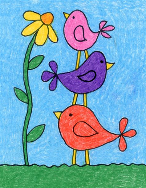 Bird Drawing For Kids With Colour - These are five 8x10 coloring sheet ...