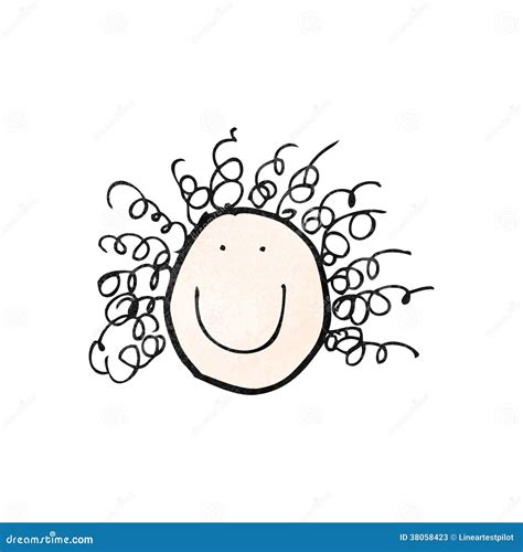 Child S Drawing of a Happy Female Face Stock Vector - Illustration of childs, texture: 38058423