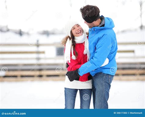 Ice Skating Romantic Couple On Date Iceskating Stock Photos - Image ...