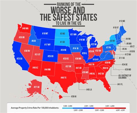 Ranking of the worse and the safest states to live in the U.S. - Vivid Maps