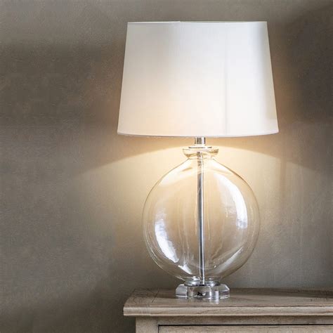 Slim Round Glass Table Lamp with White Shade | Primrose & Plum