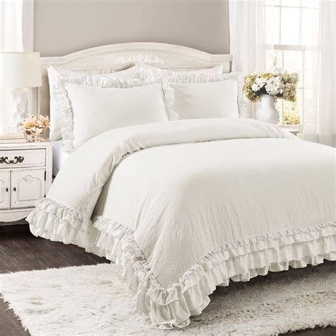 Lush Decor Ella Shabby Chic Ruffle Lace Polyester Comforter, Twin-XL, White, 2-Pc Set - Walmart ...