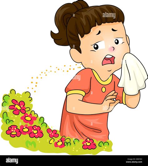 Sneezing Little Girl Blowing Nose Cartoon Vector Clipart FriendlyStock ...