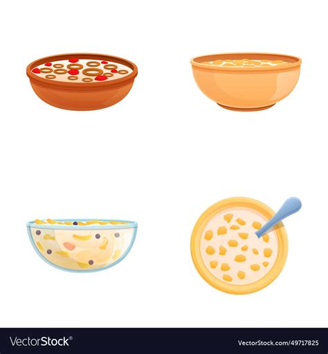 Breakfast cereal icons set cartoon Royalty Free Vector Image