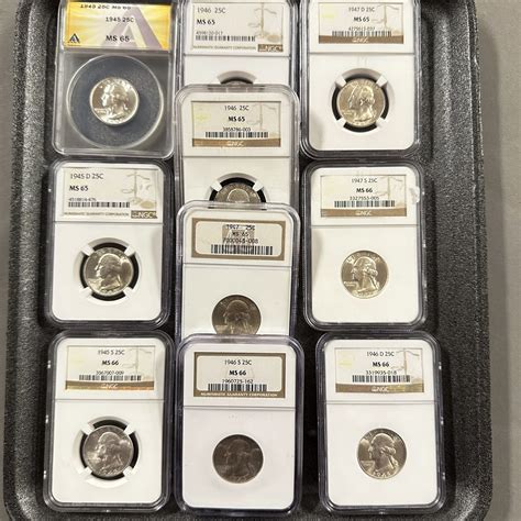 LOT 514 – 10 GRADED SILVER WASHINGTON QUARTERS