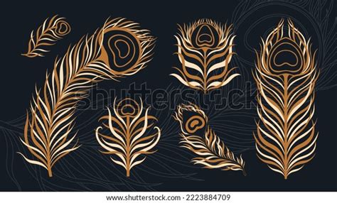 Peacock Feather Vintage Style Set Art Stock Vector (Royalty Free) 2223884709 | Shutterstock