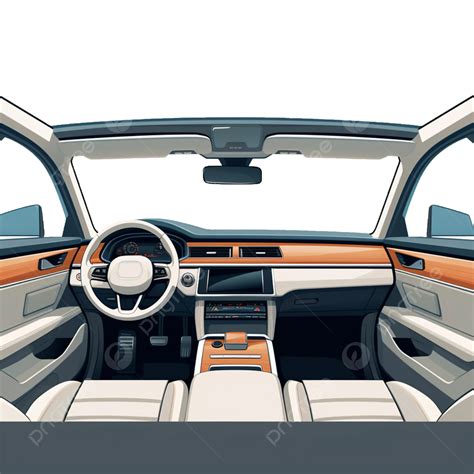 A Flat Color Car Interior Highlighting Modern Technology And Comfort, Car, Flat Color Car ...