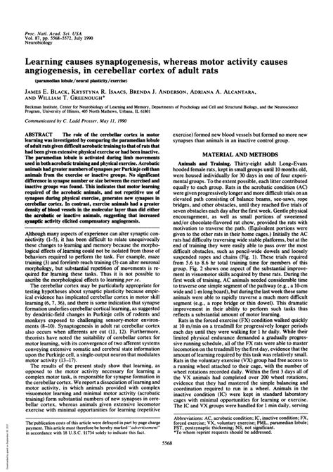 Learning Causes Synaptogenesis, Whereas Motor Activity Causes Angiogenesis, in Cerebellar Cortex ...