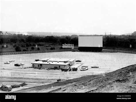 Drive-in movie theater under construction in Cleveland, Ohio, 1957 ...