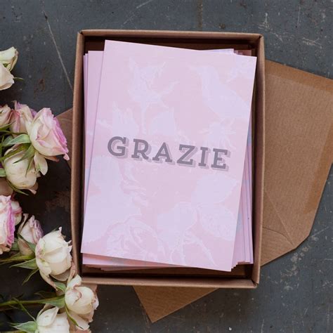 'Grazie' Set Of 10 Thank You Notecards By Magic + Monroe | notonthehighstreet.com