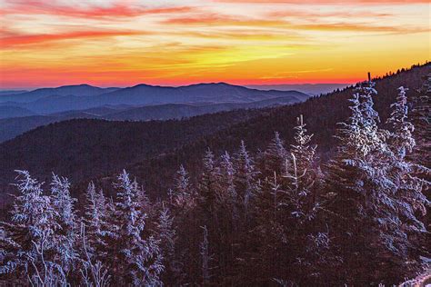 Sunset with Late Spring Snow Clingmans Dome Photograph by Carol Mellema