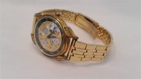 Vintage Gold Fossil Skeleton Watch. Fossil Skeleton Quartz Watch. Authentic Fossil