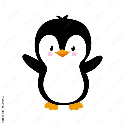 Vector illustration of cute little baby penguin isolated on white ...