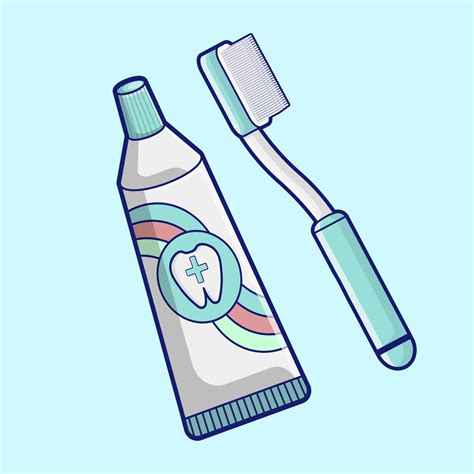 mouth care toothbrush and toothpaste cartoon vector illustration ...