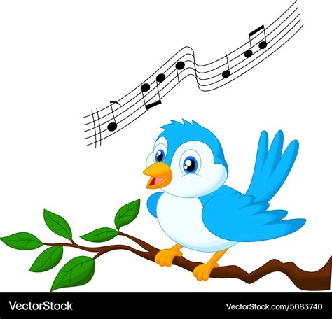 Blue bird singing Royalty Free Vector Image - VectorStock