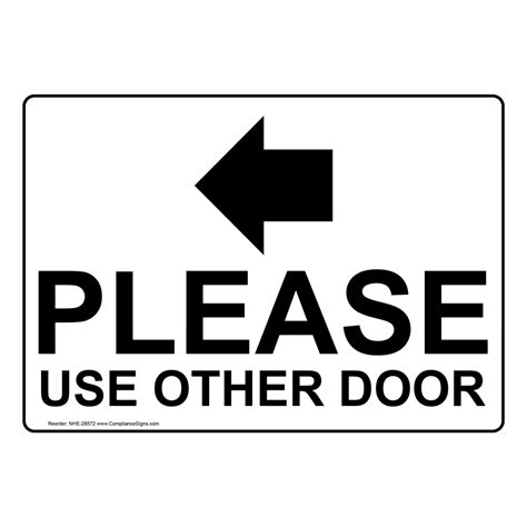 Please Use Other Door White Sign - Symbol - Made in USA