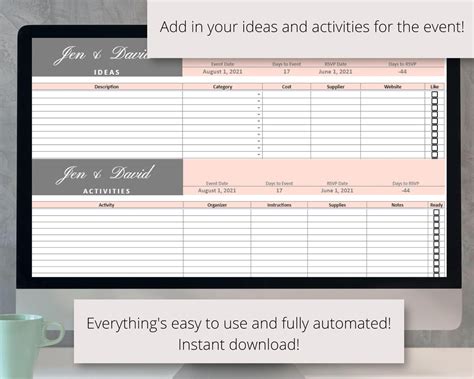 Wedding Planning Google Sheets Spreadsheet Wedding Planner | Etsy